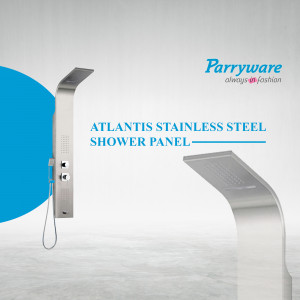 Parryware Atlantis Stainless Steel Shower Panel with blue background
