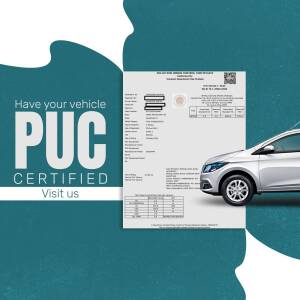 Image showing a PUC certificate and a car, reminding vehicle owners to get their PUC certified.
