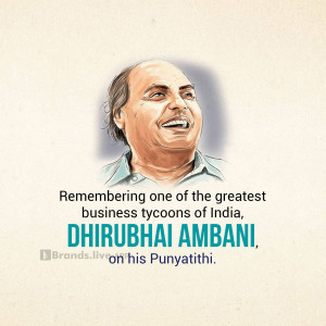 Portrait of Dhirubhai Ambani with a commemorative text
