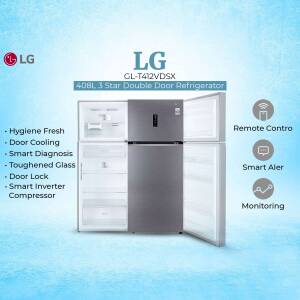 LG GL-T412VDSK 408L 3 Star Double Door Refrigerator - Silver Finish