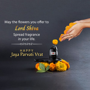 Hand offering flowers to Lord Shiva's Shivling