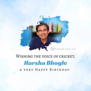 Harsha Bhogle Birthday Wish Creative Design For Telegram