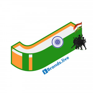 Isometric illustration of India's flag with people celebrating