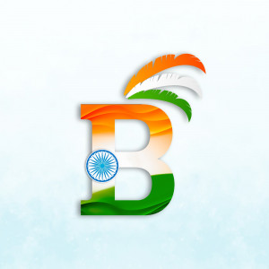 Letter B with Indian flag colors and Ashoka Chakra