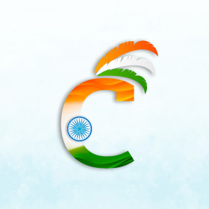 Letter C designed with the colors of the Indian flag