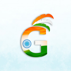 Letter G decorated with the Indian flag colors and emblem