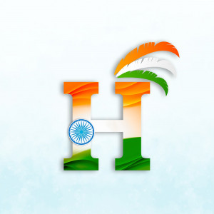 Letter H decorated with the Indian flag colors and the Ashoka Chakra