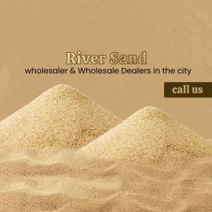 Image of river sand piles with text advertising wholesalers and dealers in the city.