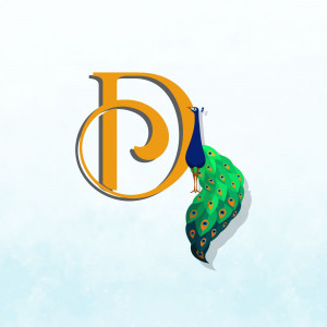 Letter D logo with a peacock design
