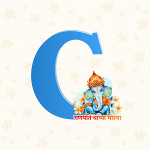 Letter C with an image of Lord Ganesha inside