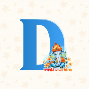 Letter D with Lord Ganesha image