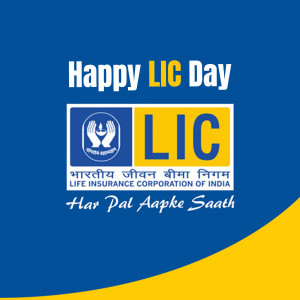 Happy LIC Day celebration image with LIC logo and tagline