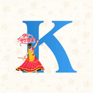 Navratri Celebration With Letter K Social Media Post For WhatsApp