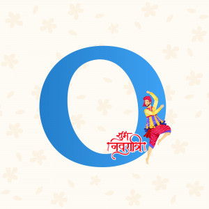 Letter O with a Navratri dancer illustration