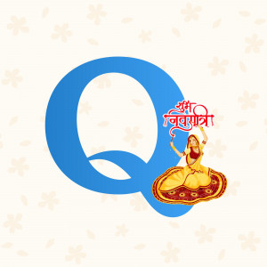 Letter Q with a Navratri themed illustration