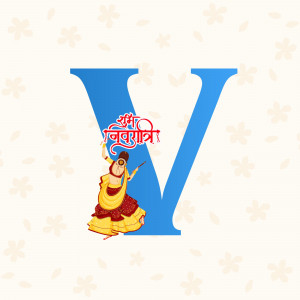 Letter V with Navratri celebration illustration