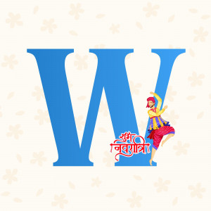Letter W with a Navratri dancer illustration