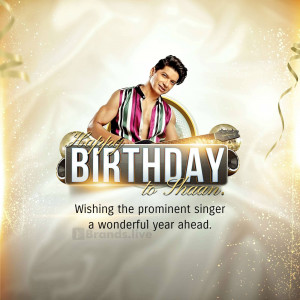 Birthday greeting for singer Shaan with a festive design.