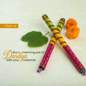 Dandiya Sticks And Marigold Flowers Poster For Facebook