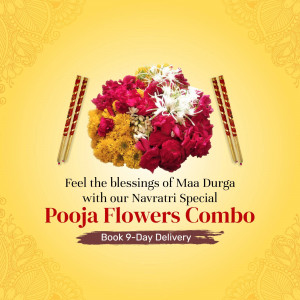 Navratri Flowers Combo - Maa Durga Blessings Branding Post For LinkedIn