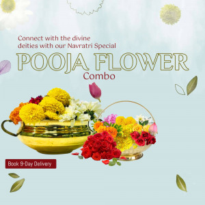 Navratri Pooja Flower Combo Graphic For Threads