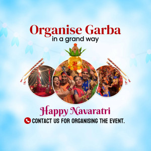 Happy Navaratri - Garba Event Organizer Promotional Banner For LinkedIn