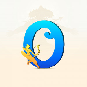 Illustration of the Sagittarius zodiac sign with a large letter O