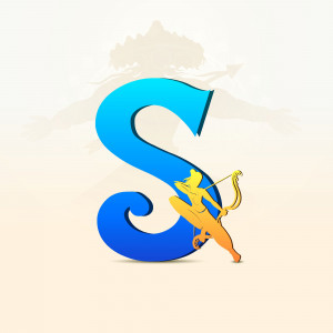Letter S with Sagittarius zodiac sign illustration
