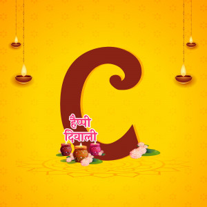 Letter C with Diwali decorations