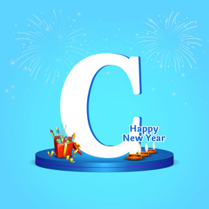 Letter C with New Year decorations