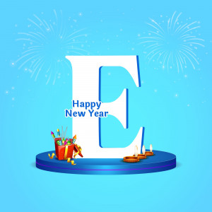 Letter E with New Year decorations