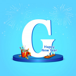 Letter G with New Year decorations