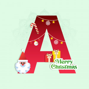 Festive letter A decorated with Christmas elements