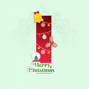 Festive letter 'I' decorated with Christmas ornaments