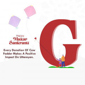 Makar Sankranti celebration with kites and a message about cow fodder donation
