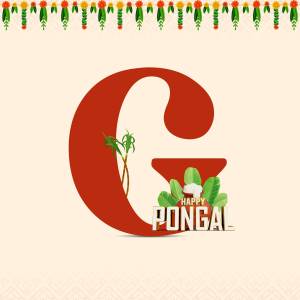 Letter G decorated with Pongal elements