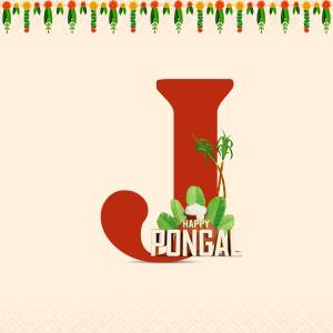 Letter J decorated with Pongal elements