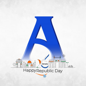 Republic Day of India with letter A and iconic landmarks