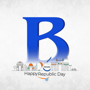 Republic Day of India with the letter 'B' and iconic landmarks