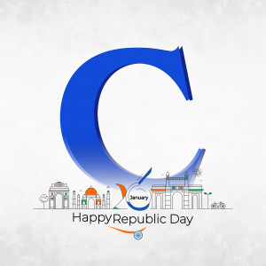 Republic Day of India with letter C and iconic landmarks