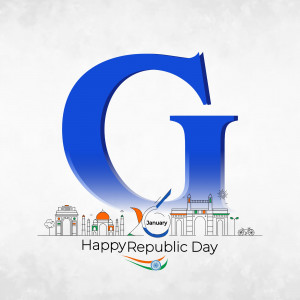 Republic Day of India with the letter G and iconic landmarks