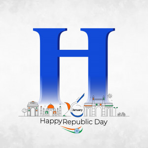 Republic Day of India with the letter 'H' and iconic landmarks