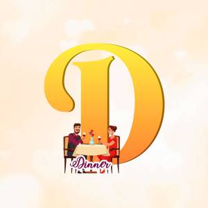 Letter D with a couple enjoying dinner