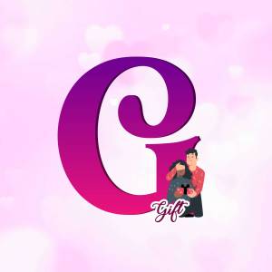 Letter G design featuring a couple giving a gift