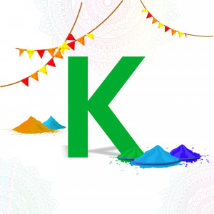 Holi Festival Letter K Creative Design For Telegram