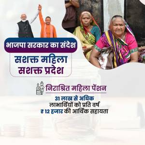 Empowered Women, Empowered State - BJP Government Message Business Poster For Threads