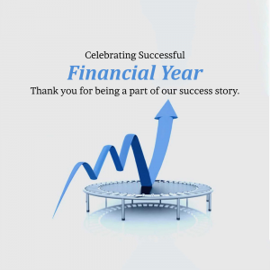 Image celebrating a successful financial year with a graph and thank you message.