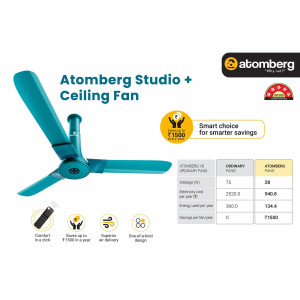 Atomberg Studio+ Smart Ceiling Fan with comparison chart