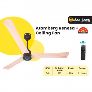Atomberg Renesa+ Ceiling Fan with remote control and specifications