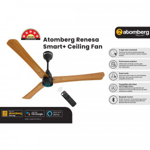 Atomberg Renesa Smart+ Ceiling Fan with remote control and feature highlights